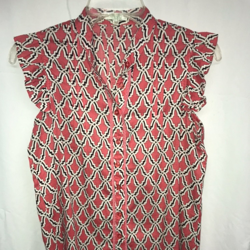 Jade Melody Tam coral ruffled sleeveless top